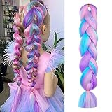 Aomig Braiding Hair Extensions, 1Pc 4 Tone Colorful Braid Hair Extension, Jumbo Braids Hair Extension Synthetic Wig, Fashion Synthetic Braid Hair Extensions for Braiding Twist Braids Hair for Women