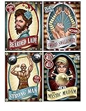 Pack of 4 Assorted Vintage Circus Poster Cutouts - Party Wall Decorations