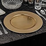 URBNLIVING 33cm Christmas Dinner Charger Plates Placemats Dining Table Setting Reusable Party Decor (Gloss Geo Gold, 6 Charger Plates)