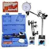 22-Piece Dial Indicator with Magnetic Base, Adjustable Long Arm 0-10mm Tester Gage Gauge 0.01mm with Storage Case
