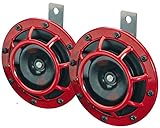 Hella 003399803 Supertone 12V High Tone/Low Tone Twin Horn Kit with Red Protective Grill, 2 Horns