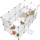 HOMIDEC Rabbit Run,Double Puppy Pen with Door,Encrypted Wire Mesh Cages 29 Panels Indoor/Outdoor DIY Metal Pet Fence for Puppy,Rabbit,Kitten,Hamster,Guinea Pig,Turtle,Hedgehog.Black(140x70x70CM)