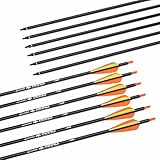 ELONG OUTDOOR 28 30 31Inch Carbon Arrow Archery Hunting Targeting Arrows with 100 Grain Removable Tips for Archery Compound & Recurve Bow & Traditional Bow Target Practice Shooting