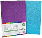 Dovecraft DCGCD041 Essentials - Paper & Card - A4 Double Sided Glitter Bumper Pack - Rainbow Bright - 300Gsm Premium cardstock | Non-Shed Glitter | 12 Sheets