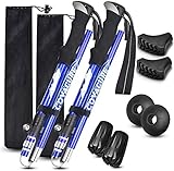 COVACURE Walking Poles - 2 Pack Lightweight Collapsible Walking Sticks for Hiking, Camping & Backpacking- 7075 Aluminum Foam Grip & Padded Strap (Up to 100-130cm)