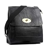 AOSSTA Women's Cross-Body Bags Leather Large/Medium Cross Body Messenger Bag Shoulder Bag (21601 Black (With Zip))