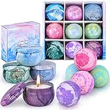 OFUN Bath Bombs & Scented Candles Gift Set, Large Bombs for Women Gifts, Spa Gift Idea for Girls, Friends, Kids Girlfriends Mum Mother's Day Birthday | 5 Bubble Balls & 4 Organic Soy Candles