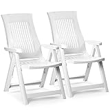 URBNLIVING Folding Garden Lounger Chair, 5-Position Reclining Outdoor Chair, Weather-Resistant, Foldable & Comfortable Seating for Garden, Patio, Camping & Dining - Set of 2