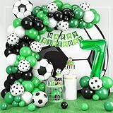 7th Birthday Football Balloon Arch,7th Soccer Balloon Garland Kit with Green Number 7 Football Balloons for Boys Kids 7 Birthday Soccer Theme Party Decorations