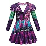 Delanhon Girls Princess Mal Dress Kids Luxury Purple Fancy Dress Costume Cosplay Carnival Outfit for 4-12 years (160, mal)