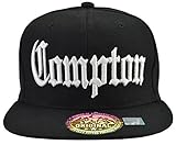 Incrediblegifts Compton Snap Back Black Hat White Embordered,One Size, Compton, One size