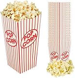 Navoys Red & White Popcorn Box Pack of 10 - Each Box Holds 30g, Movie Night Snack Tray, Carnival Bucket, Circus Party Decoration/Accessories, Cinema Bowl, Butter Bag