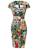 GRACE KARIN 40s Women Evening Party Short Sleeve Knee-Length Dress Rose Floral-35(CL7597) Small