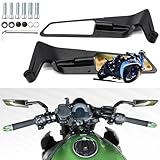 Motorcycle Rear View Mirrors, Adjustable 360° Rotating Stealth Wind Wing Side Mirrors Compatible with Kawasaki Z400 Z650 Z900 Z1000 Duke 125 200 250 390 690 790 1290 etc (White)