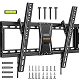 Perlegear TV Wall Bracket for Most 37–82 inch LCD LED 3D Plasma TVs up to 60kg, Slim Tilt TV Bracket for Flat or Curved TVs Max VESA 600x400mm, Large TV Wall Mount with Adjustable Pull Cords