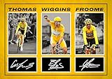RJR PRINTS Bradley Wiggins, Chris Froome & Geraint Thomas - Cyclin Tour De France Signed A4 Montage Photo Print Pre Printed Signature Autograph Gift