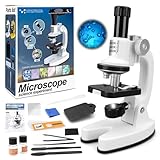 deAO Microscope for Kids 1200X High-Power Science Microscope Kit with LED Light Mobile Phone Adapter 3D Slides, Magnifying Glass, Test Tubes, Color Filters, Stem Toys Science Explorer Tool, 8+ Years