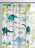 Bedlam - Dino - Glow In The Dark Lined Pencil Pleat Curtains - 66" Width x 72" Drop (168 x 183cm) in Multicolour