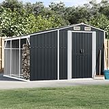 Galvanized Steel Metal Garden Storage Shed Tool & Coal Bunker with Sloping Roof Durable Anthracite Design 277 x 279 x 179 cm - Perfect for Outdoor nization
