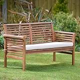 Ptsuker Outdoor Wooden Garden Sofa Set, 2-Seater Heavy-Hardwood Patio Furniture - Weather-Resistant Lounge Set, Ergonomic Backrest (Natural Finish, Compact Design)