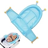Aolso Baby Bath Net, Newborn Seat Support Bather Net for Bathtub, Pad Non Slip Bathtub Adjustable Cushion 0-3 Years, Four Points - Blue
