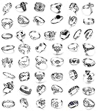 MILACOLATO 49PCS Vintage Silver Punk Rings Knuckle Rings Set for Men Women Snake Cross Flower Chunky Rings Open Adjustable Goth Punk Hip Hop Cool Midi Stackable Rings Pack