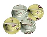 Aynsley Archive Rose Teacups and Saucers (Set of 4), Bone China, Multi, 15.2 x 15.2 x 6.4 cm
