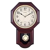 YUNTIMESS Chiming Wall Clock with Pendulum - Wall Clock with Westminster Chimes&Strike Clock, Battery Operated, Faux Wood Pendulum Clock for Living Room, Office, Home Decor & Gift