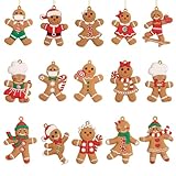 15 Pcs Gingerbread Christmas Decorations, Festive Gingerbread Ornaments with Rope, for Christmas Tree, Holiday Decorations for Home and Craft Projects