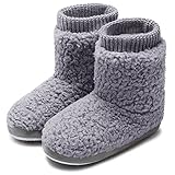 MIXIN Slipper Boots for Women Cozy Memory Foam House Slippers Shoes Grey Size UK 5 6
