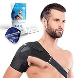 Sports Laboratory Shoulder Support for Women and Men, Shoulder Brace Includes Hot and Cold Gel Pack for Frozen Shoulder, Rotator Cuff Pain Relief, Adjustable Shoulder Strap for Extra Comfort (Large)