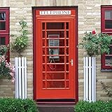A.Monamour 3D Door Stickers for Interior Doors London Red Telephone Box Telephone Booth Vinyl Removable Self Adhesive Door Poster Wallpaper Mural Decals for Bedroom Office Bathroom