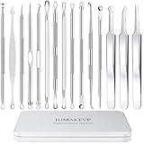 Blackhead Remover Tool Kit, IUMAKEVP 15 PCS Professional Stainless Steel Pimple Popper Comedone Extractor Tools for Removing Pimple, Blackheads, Zit on Face - Acne Removal Kit with Metal Case(Silvery)