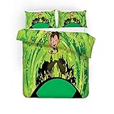 NICHIYO Ben 10 Bed Linen Set - Duvet Cover and Pillow Case, Microfibre, 3D Digital Print Three-Piece Bedding (Duvet Cover + Pillowcases) (4, Single 135 x 200 cm)