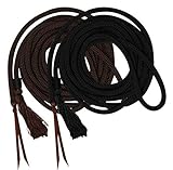 Showman 23' Round Braided Nylon Mecate Reins w/Leather Ends (Black)