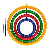 The Quilted Bear Round Knitting Loom Set - Plastic Quick Loom Set of Four Different Sizes for Knitting Hats, Scarves & More!