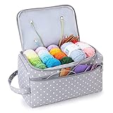 KALIDI Yarn Storage Knitting Bag Yarn Wool Crochet Hook Needles Accessories Organiser Holder Lightweight with Handle Strap