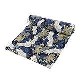chiwanji Printed Japanese Kimono Cotton Fabric Quilting Clothes Sewing Fabric Metre 150x100cm for Bags, Bedding, Pillows, Tablecloth, Costume, Curtains, Chrysanthemum Blue