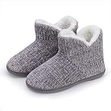 TUOBUQU Women Boot Slippers Fluffy Plush Indoor Outdoor Winter Warm Bootie Ladies Slipper Grey M