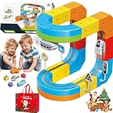 Clickrail Electric Train Set Flexible Race Track, Magnetic Train Track Set for Kids, Gravity-Defying 3d Embedded Layouts & Motorized Car, Birthday for Boys, Girls (Basic Model)
