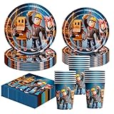Rob 80pcs Party Supplies, Tableware Set, Decoration for Boys - Table Decorations - 80 pcs Include Cups Paper Plates and Napkins for Gamer Party
