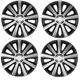 UKB4C 4x Wheel Trims Hub Caps 15" Covers fits Renault Clio Megane Twingo in Silver and Black Alloy Look