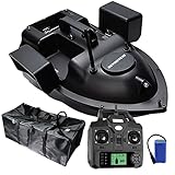HENGGE RC Bait Boat, Remote Control Fishing Boat, GPS Positioning Remote Control 500M Bait Boat with LED Night Light,Black,GPS 12000MAH