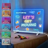 Led Drawing Board with 10 Light Modes, Led Note Board with Colors Light Up for Kids with 7 Color Pens, Rewritable Acrylic Magic Message Board Charming Gift, 35 * 25cm
