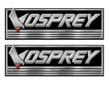 Two Osprey Custom Stickers - 10 inch Long Set. Remastered Name Plate (not OEM) DIY. - Must be Cut Out Using Scissors