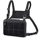 WYNEX Recon Kit Bag, Tactical Combat Chest Pack Molle Vest Bags Front Pouch Camouflage Airsoft Harness Holster Multi-Purpose Daypack Concealed EDC Carry Pouch with Basketball Pattern Hook and Loop Pan