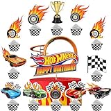 25 Pcs Car Cake Toppers for Kids - Hot Car Cupcake Decorations, Birthday Party Supplies