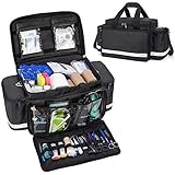 Trunab Emergency Responder Trauma Bag Empty, Professional Large First Aid Bag Medical Bag with Inner Dividers and Non-Scratch Bottom, Ideal for EMT, EMS, Paramedics, Black, Empty-Patented Design