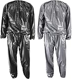 Heavy Duty Sauna Suit Men Women Weight Loss Exercise Slim Gym Fitness Workout Anti-Rip PVC Sweat Sauna Suit (Black, XL)