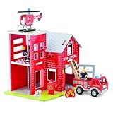 Eitech New Classic Toys Wooden Fire Station for Preschool Age Toddlers Boys Girls
